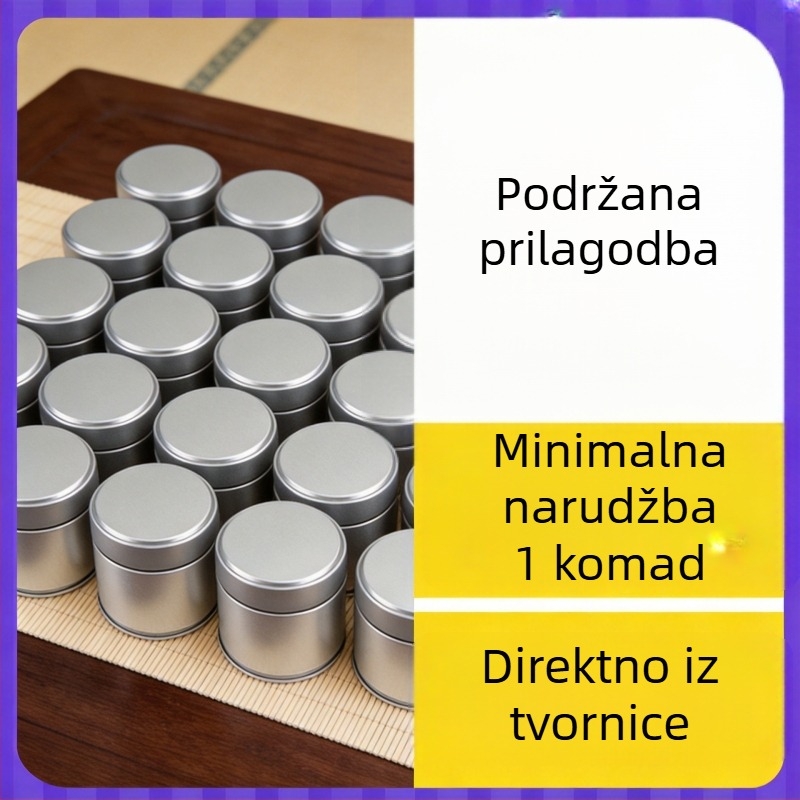Konzerva za matcha čaj, okrugli metalni spremnik 60 ml, prehrambena kvaliteta