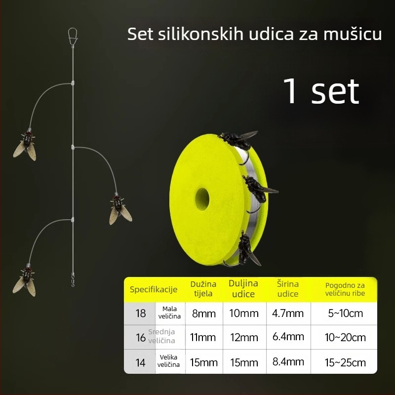 Set za muharenje: spojena linija, muha udica i mamac