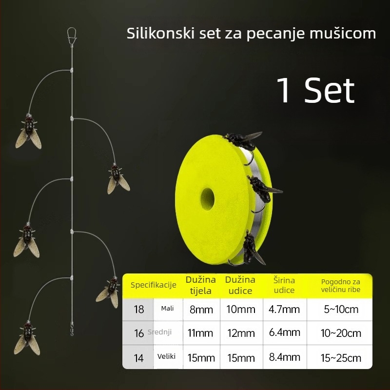 Set za muharenje: spojena linija, muha udica i mamac