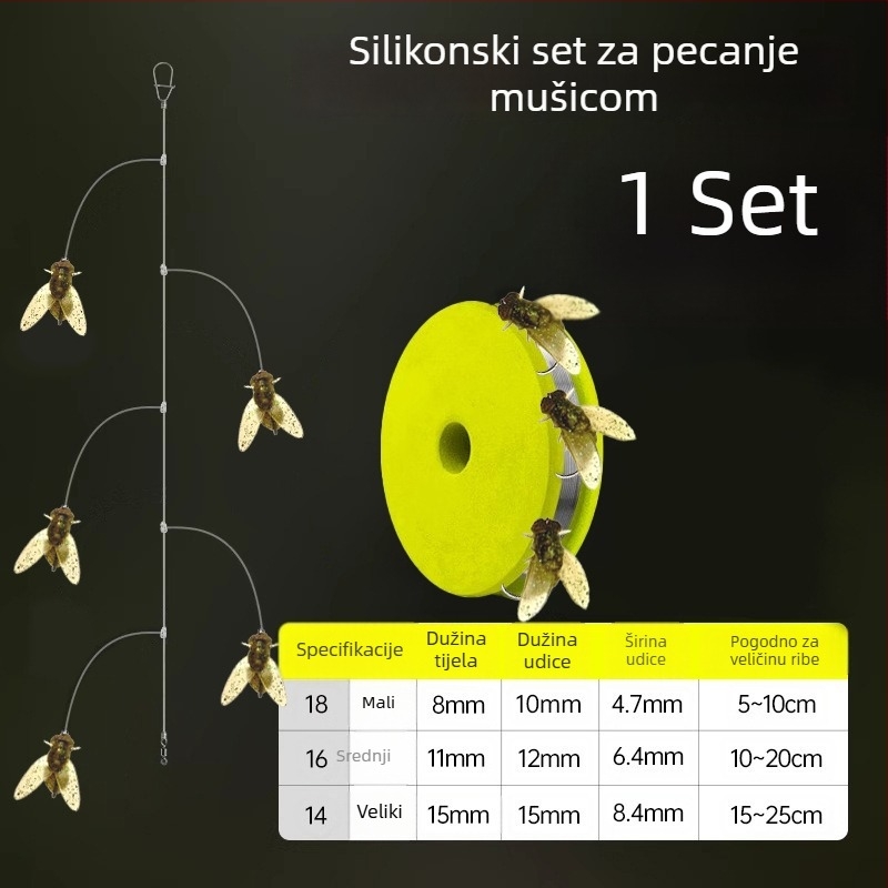 Set za muharenje: spojena linija, muha udica i mamac