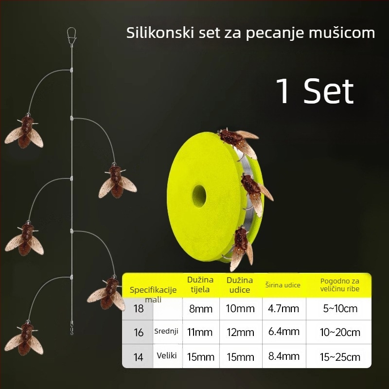 Set za muharenje: spojena linija, muha udica i mamac
