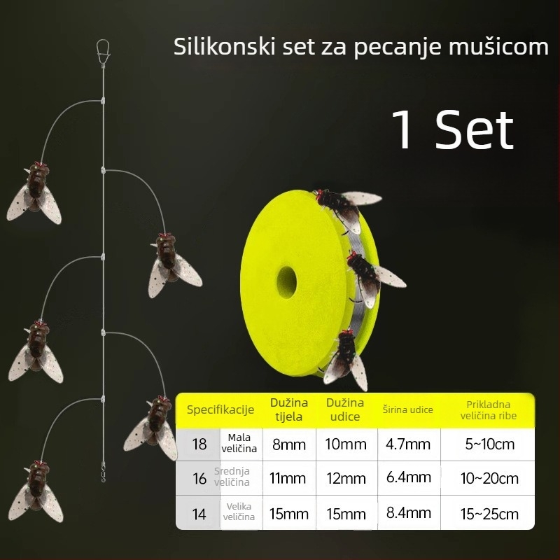 Set za muharenje: spojena linija, muha udica i mamac