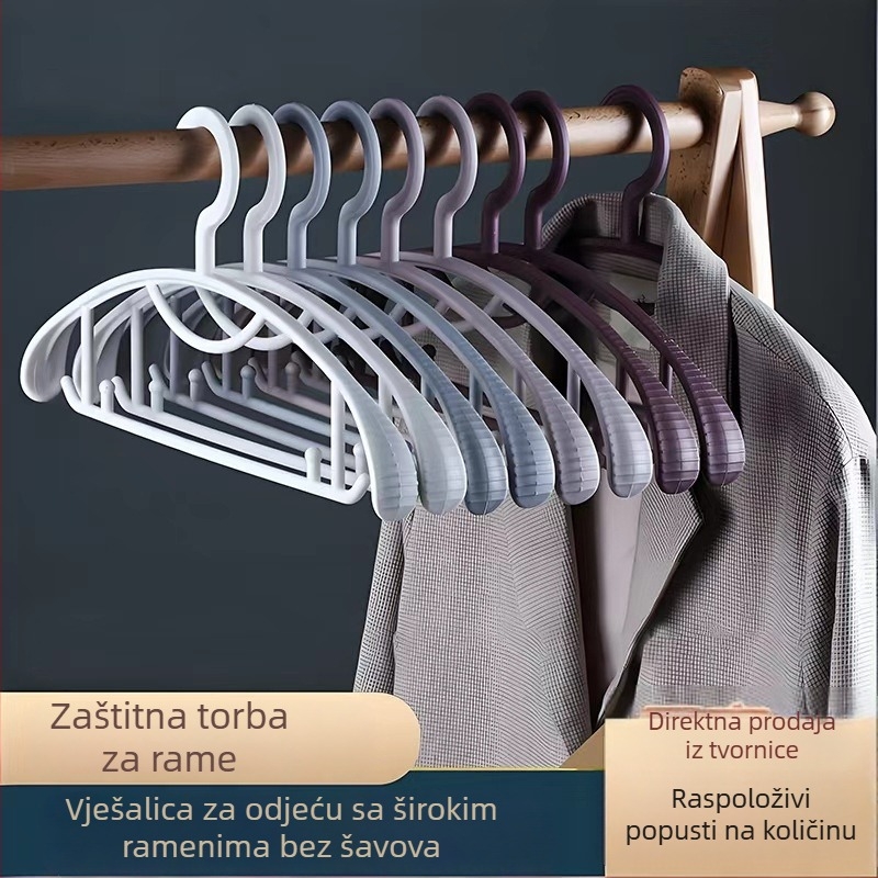 Nordijski stil plastična vješalica za kućnu upotrebu, bez tragova, za odrasle, sa širokim ramenima.