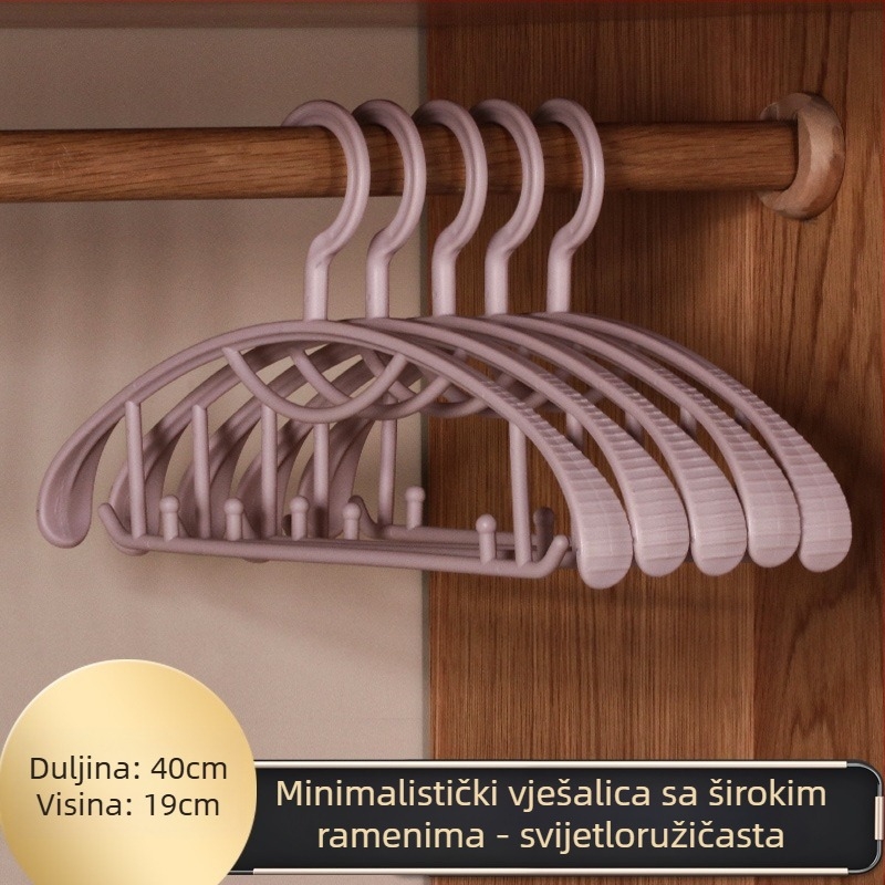 Nordijski stil plastična vješalica za kućnu upotrebu, bez tragova, za odrasle, sa širokim ramenima.