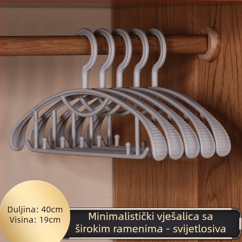 Nordijski stil plastična vješalica za kućnu upotrebu, bez tragova, za odrasle, sa širokim ramenima.