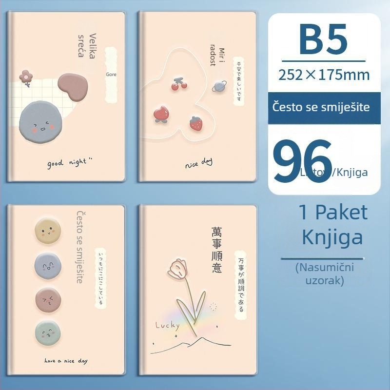 Sijin B5 bilježnica s ljepilnim povezom i PVC omotom, format A5, izdržljiva uredska bilježnica za učenike