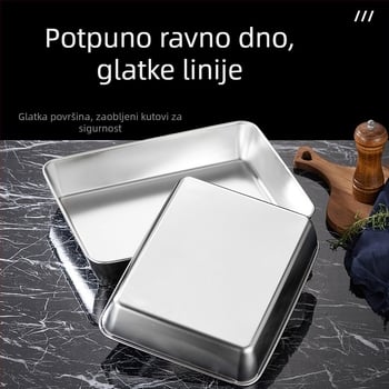 Debljeni nehrđajući čelik – kvadratna i pravokutna ravna ploča za hladna jela, kuhana hrana, pari kolači i pečenje
