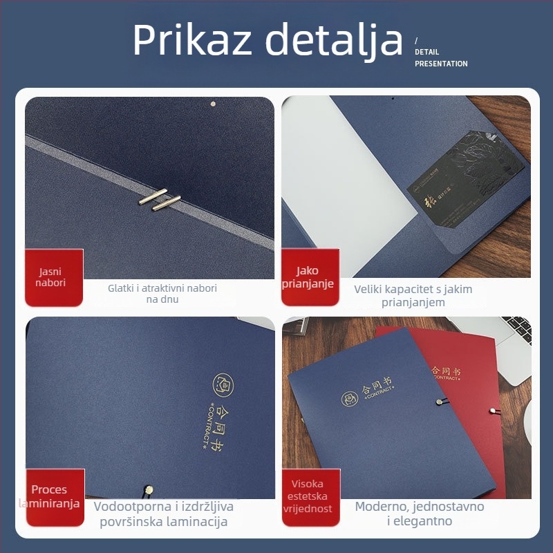 Prilagođena dokument mapa s bojom tiskanom i umetcima za natječaje na bakarnom papiru – dizajn naslovnice ugovora