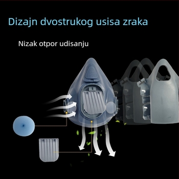 7502 Silikonska maska za plin s dvostrukim filtrima za kemijske pare i zaštitu od formaldehida, protiv zamagljivanja