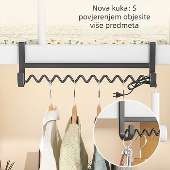 Višenamjenska držač za odjeću u obliku vala sa bočnim nosačem pored kreveta za domove studenata