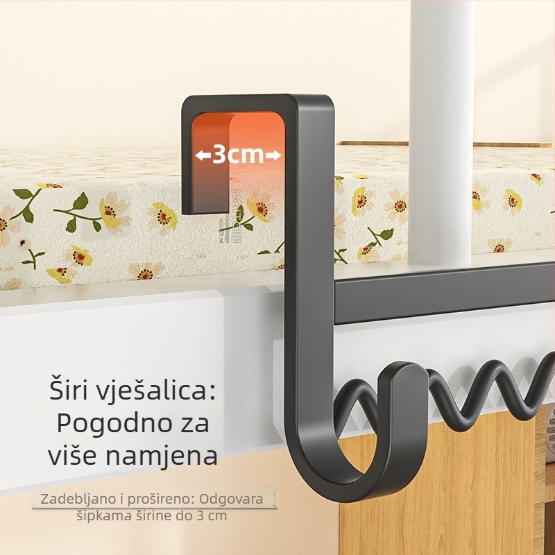 Višenamjenska držač za odjeću u obliku vala sa bočnim nosačem pored kreveta za domove studenata