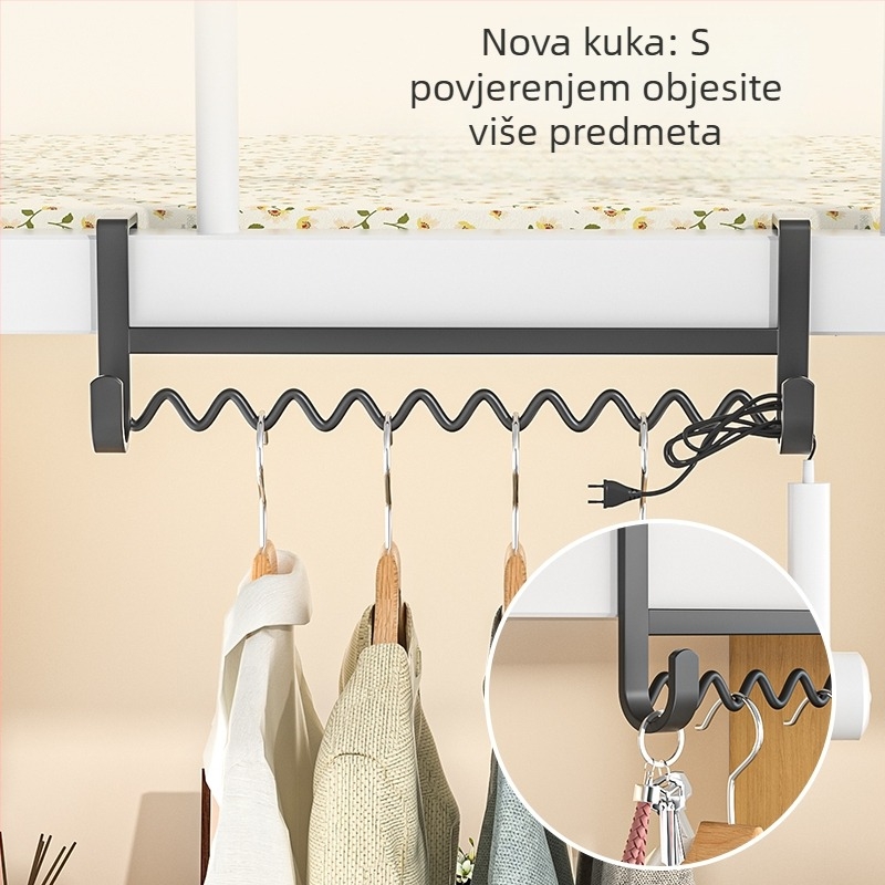 Višenamjenska držač za odjeću u obliku vala sa bočnim nosačem pored kreveta za domove studenata