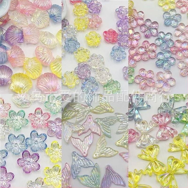 iridescentne prozirne AB boje akrilne perle za DIY nakit, u obliku repa leptira