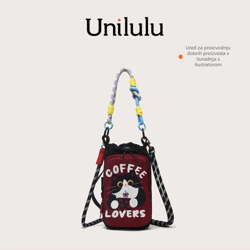 Slatka karikaturalna crossbody torbica za učenice, Ins stil, nišni dizajn, model 2026, stilska i jedinstvena torba preko ramena