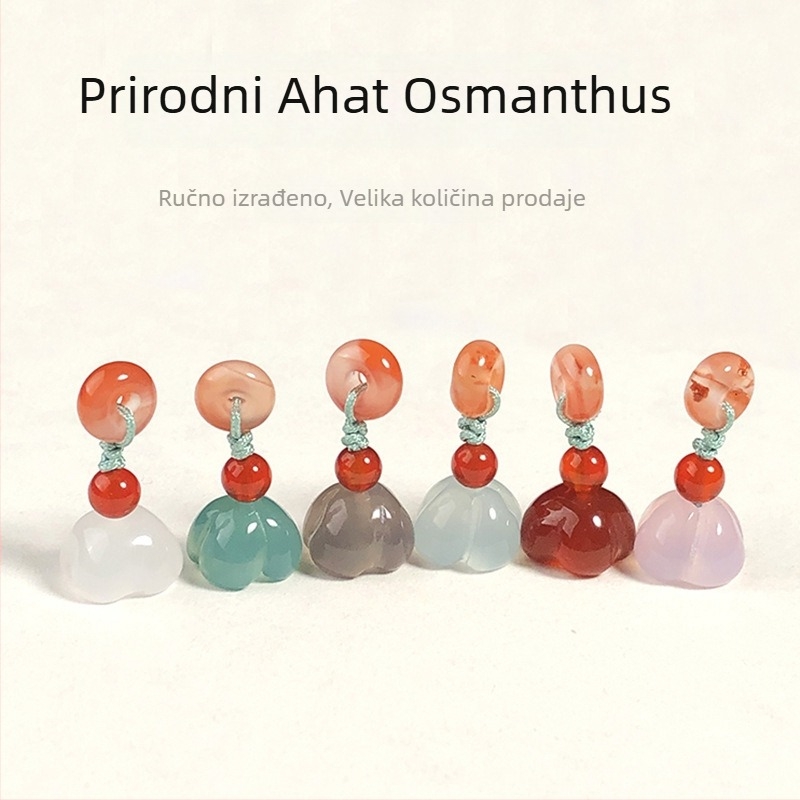 Prirodni agat Osmanthus mali privjesak, ručno tkan DIY dodatak za narukvicu