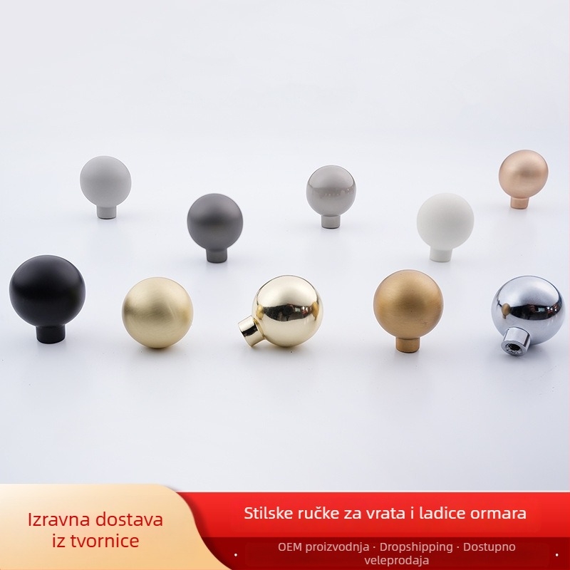 Moderna minimalistička ručka za vrata ormara i ormarića, kružnog oblika, s jednim otvorom, od cinkove legure