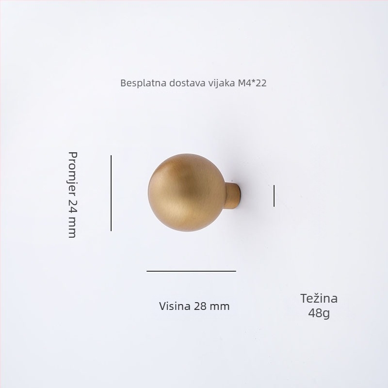 Moderna minimalistička ručka za vrata ormara i ormarića, kružnog oblika, s jednim otvorom, od cinkove legure