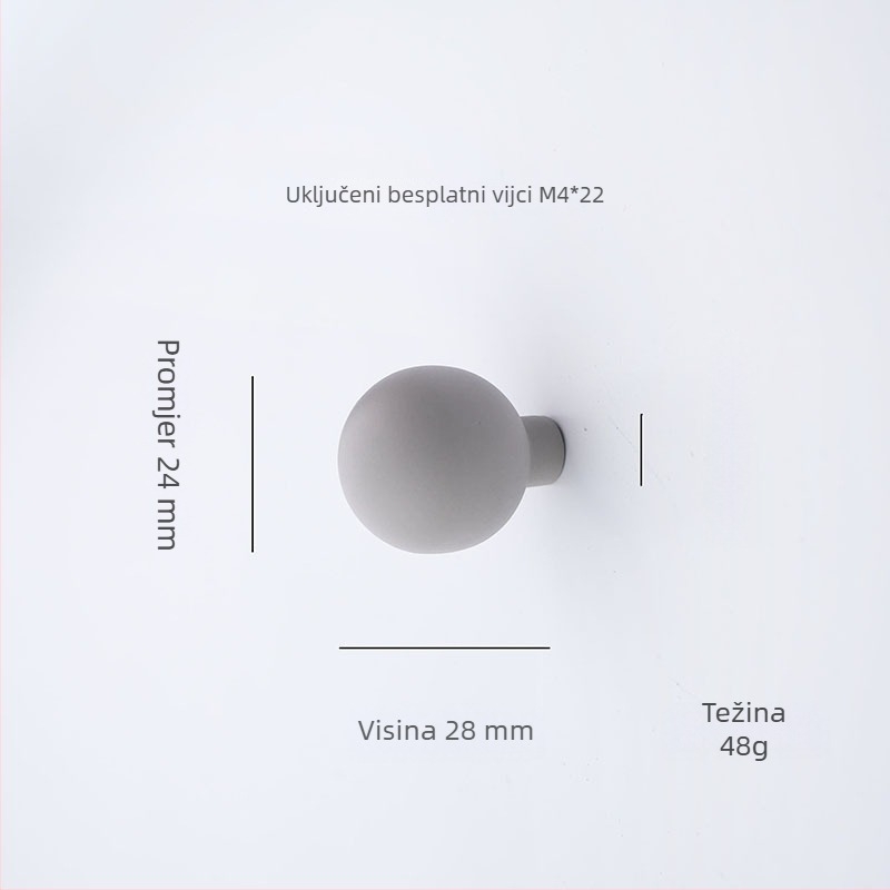 Moderna minimalistička ručka za vrata ormara i ormarića, kružnog oblika, s jednim otvorom, od cinkove legure
