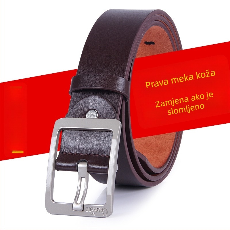 Muški kaiš s iglom kopčom, širok, korejskog stila, poslovno-ležernog stila, crni