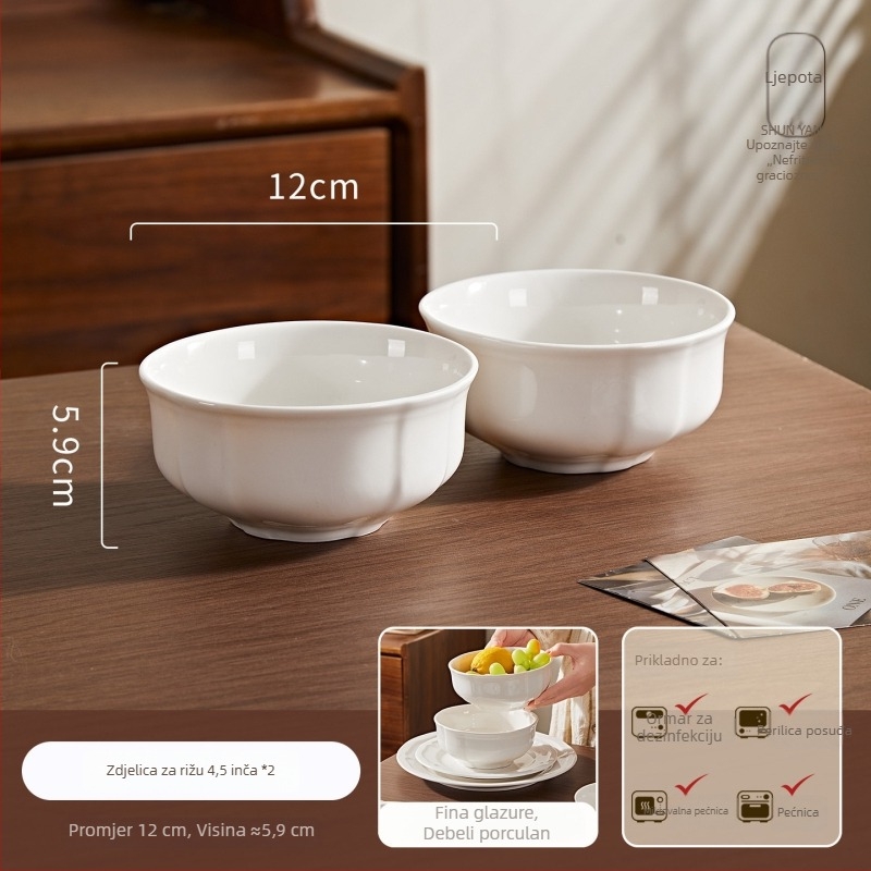 Porcelanski set posuđa: tanjuri, zdjele i desertni tanjuri, jednobojni, nordijski kružni dizajn, mikrovalna sigurnost, promjeri 10–11 cm, 11–12 cm, 14–15 cm