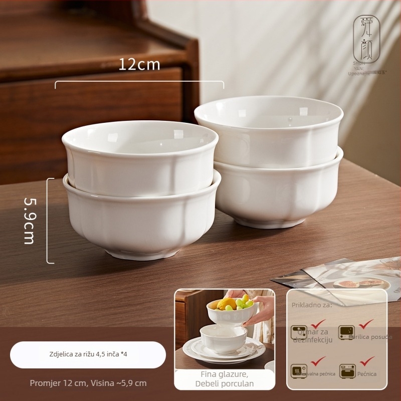 Porcelanski set posuđa: tanjuri, zdjele i desertni tanjuri, jednobojni, nordijski kružni dizajn, mikrovalna sigurnost, promjeri 10–11 cm, 11–12 cm, 14–15 cm