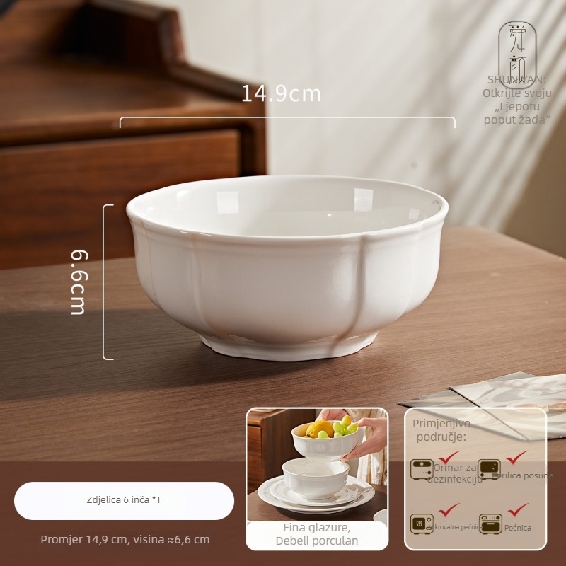 Porcelanski set posuđa: tanjuri, zdjele i desertni tanjuri, jednobojni, nordijski kružni dizajn, mikrovalna sigurnost, promjeri 10–11 cm, 11–12 cm, 14–15 cm