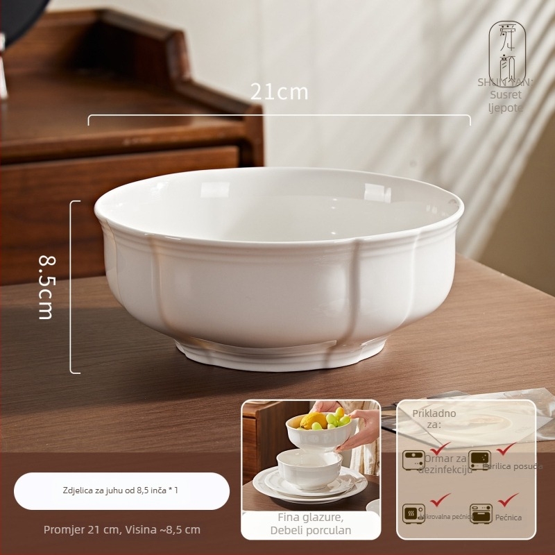 Porcelanski set posuđa: tanjuri, zdjele i desertni tanjuri, jednobojni, nordijski kružni dizajn, mikrovalna sigurnost, promjeri 10–11 cm, 11–12 cm, 14–15 cm