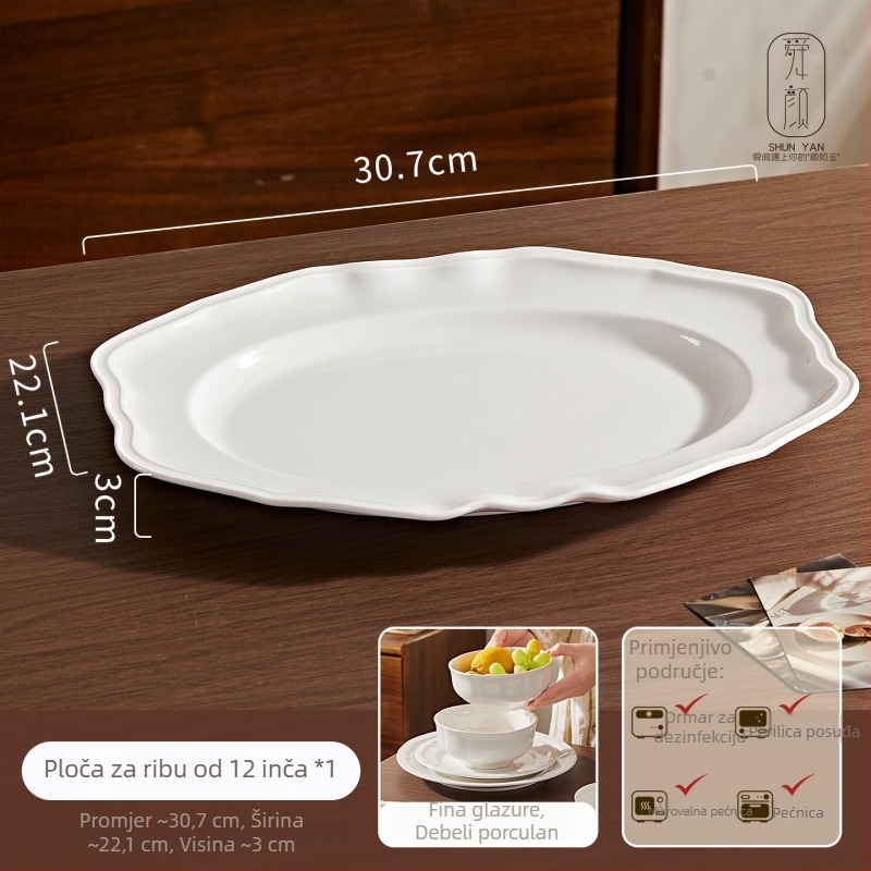 Porcelanski set posuđa: tanjuri, zdjele i desertni tanjuri, jednobojni, nordijski kružni dizajn, mikrovalna sigurnost, promjeri 10–11 cm, 11–12 cm, 14–15 cm