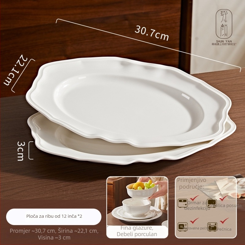 Porcelanski set posuđa: tanjuri, zdjele i desertni tanjuri, jednobojni, nordijski kružni dizajn, mikrovalna sigurnost, promjeri 10–11 cm, 11–12 cm, 14–15 cm