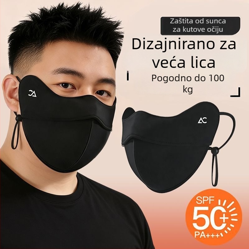 Maska za zaštitu od sunca za muškarce plus veličine, ljetna UV zaštita, prozračna ice silk maska za lice s punim pokrivanjem lica
