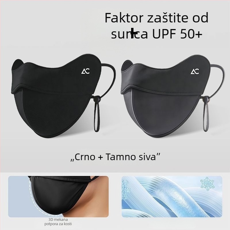 Maska za zaštitu od sunca za muškarce plus veličine, ljetna UV zaštita, prozračna ice silk maska za lice s punim pokrivanjem lica