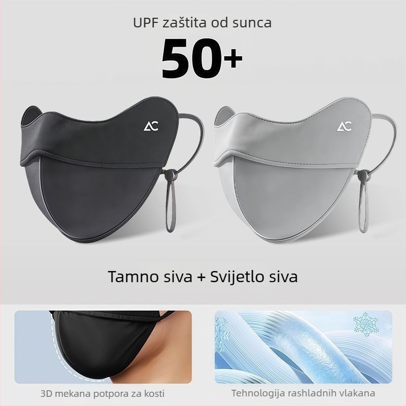 Maska za zaštitu od sunca za muškarce plus veličine, ljetna UV zaštita, prozračna ice silk maska za lice s punim pokrivanjem lica