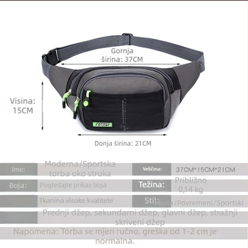Unisex pojas torbica za planinarenje na otvorenom, vodootporna, crossbody za trčanje i putovanja u slobodno vrijeme