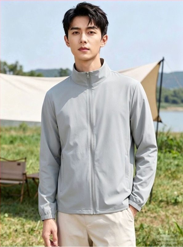 UPF50+ Outdoor zaštitna jakna s uspravnim ovratnikom, lagana Ice Silk najlon, džepovi sa zipom, za ljeto