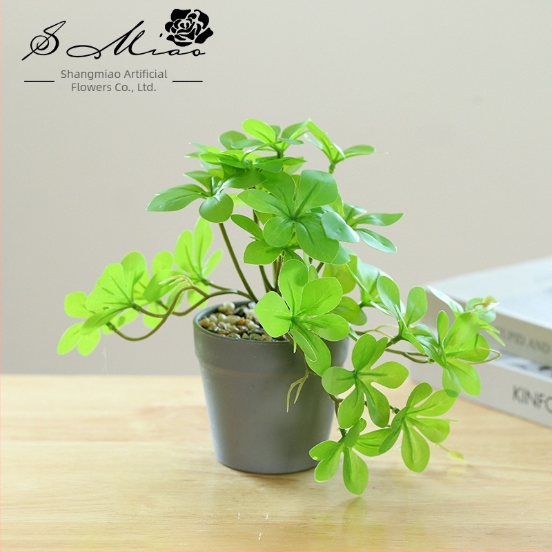 Shangmiao umjetna biljka Chlorophytum – Mali unutarnji bonsai za stolni ukras