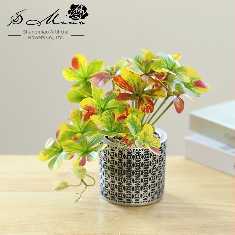 Shangmiao umjetna biljka Chlorophytum – Mali unutarnji bonsai za stolni ukras