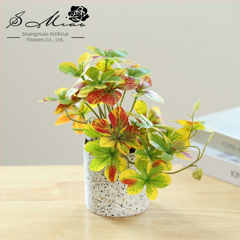 Shangmiao umjetna biljka Chlorophytum – Mali unutarnji bonsai za stolni ukras