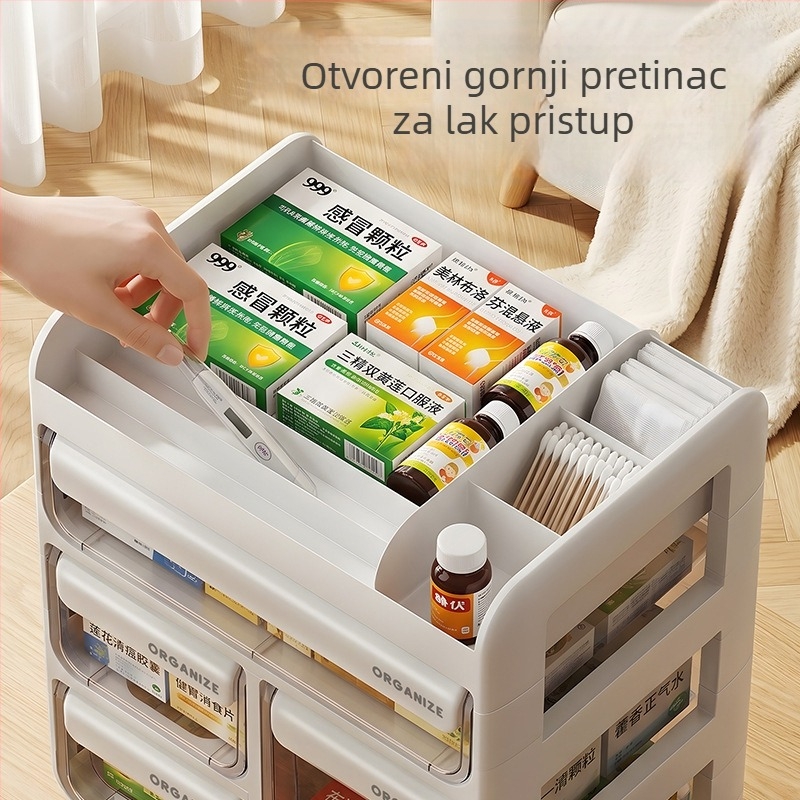 Kutija za lijekove s ladicama, velika kapacitet za kućnu upotrebu, višeslojni organizer lijekova