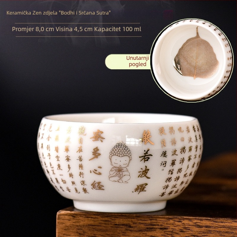 Zen porcelanska šalice za čaj s motivom Heart Sutra, Zlato lišće četiri godišnja doba, Gongfu set za kućnu upotrebu