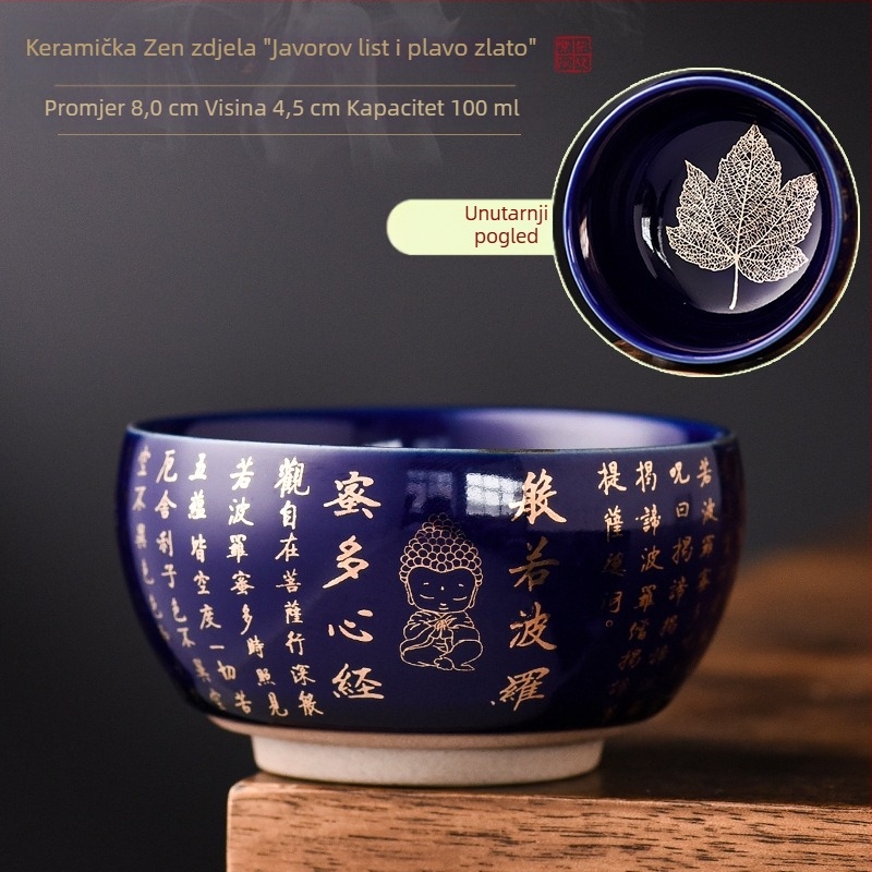 Zen porcelanska šalice za čaj s motivom Heart Sutra, Zlato lišće četiri godišnja doba, Gongfu set za kućnu upotrebu