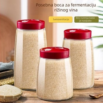 Staklena boca za fermentaciju rižinog vina s dvostrukim ventilima za zrak, zatvoren spremnik za skladištenje, 1-2 L