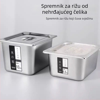 Spremnik za rižu od nehrđajućeg čelika, kvadratni oblik, kapacitet iznad 10 L, minimalistički dizajn, za kućnu upotrebu