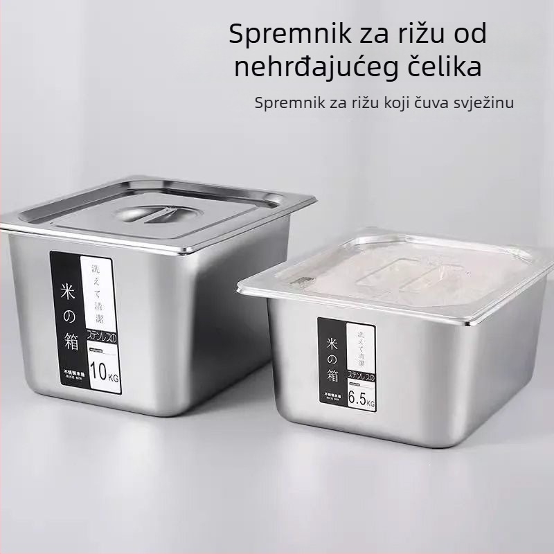 Spremnik za rižu od nehrđajućeg čelika, kvadratni oblik, kapacitet iznad 10 L, minimalistički dizajn, za kućnu upotrebu