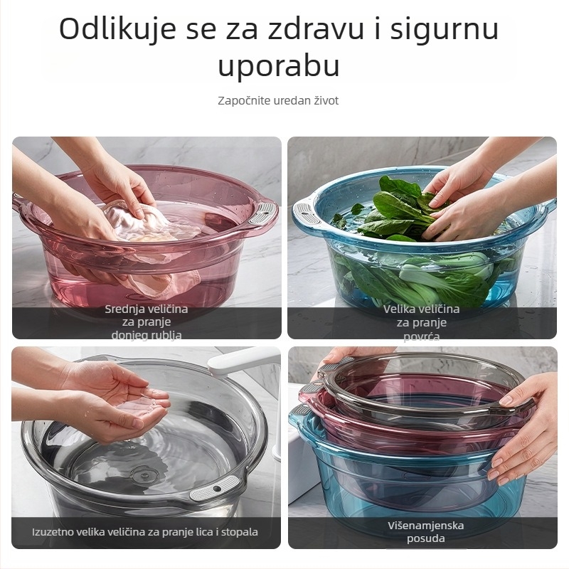Veliki okrugli plastični bazen za kućnu upotrebu – za pranje lica, rublje i stopala