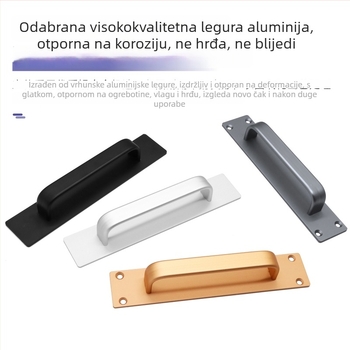 Proširena ručka od aluminijske legure za klizna vrata — minimalistička samoljepljiva ručka, bez bušenja, površinska montaža za ormariće i ladice