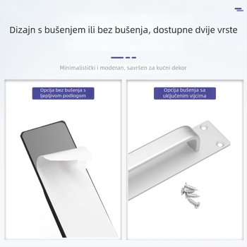 Proširena ručka od aluminijske legure za klizna vrata — minimalistička samoljepljiva ručka, bez bušenja, površinska montaža za ormariće i ladice
