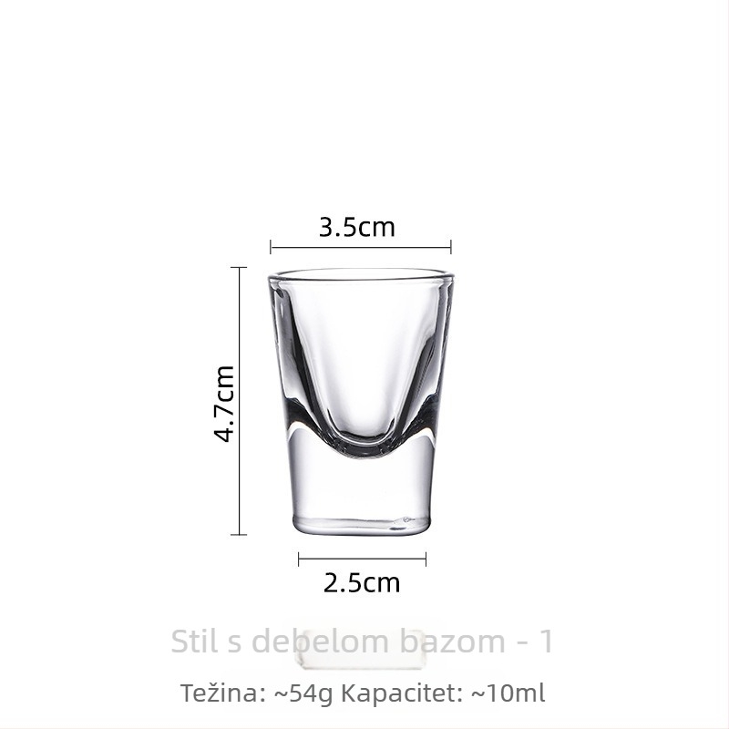 Staklena čašica za žestoko piće, oblik metka, nepravilnog oblika, visoka noga