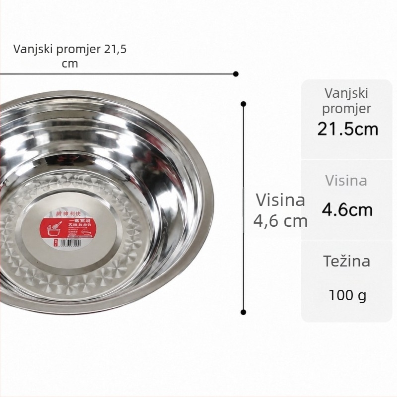 Nehrđajući čelični posuda za miješanje povrća i tijesta, posuda za juhu, kućna posuda za pranje povrća, debela kuhinjska posuda, posuda za rižu