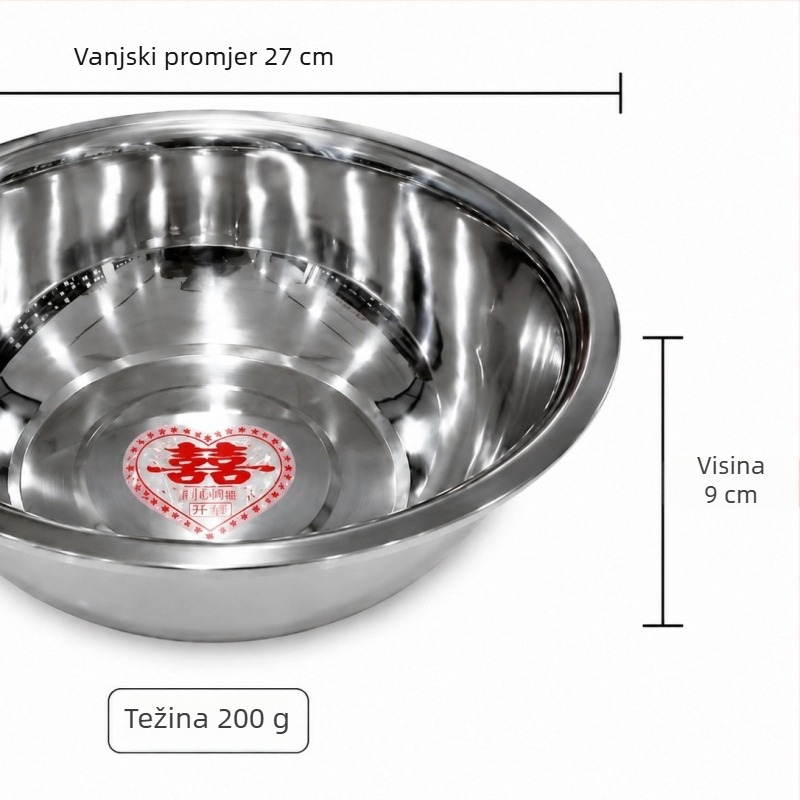 Nehrđajući čelični posuda za miješanje povrća i tijesta, posuda za juhu, kućna posuda za pranje povrća, debela kuhinjska posuda, posuda za rižu
