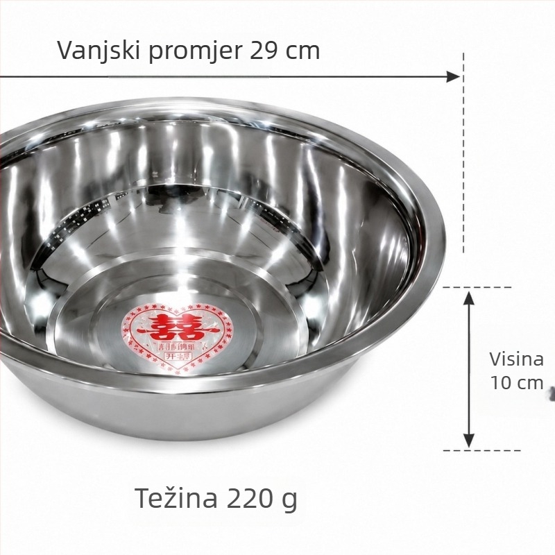 Nehrđajući čelični posuda za miješanje povrća i tijesta, posuda za juhu, kućna posuda za pranje povrća, debela kuhinjska posuda, posuda za rižu